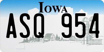 IA license plate ASQ954