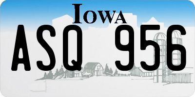 IA license plate ASQ956