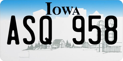 IA license plate ASQ958