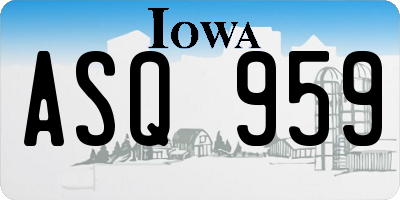 IA license plate ASQ959