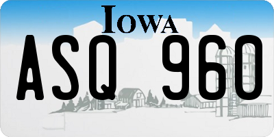 IA license plate ASQ960