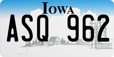 IA license plate ASQ962