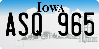 IA license plate ASQ965