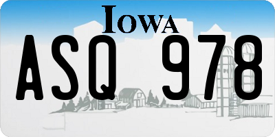 IA license plate ASQ978