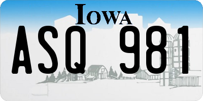 IA license plate ASQ981