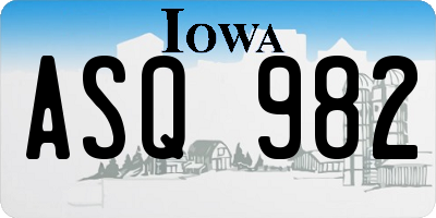 IA license plate ASQ982