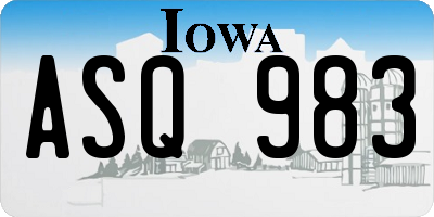 IA license plate ASQ983