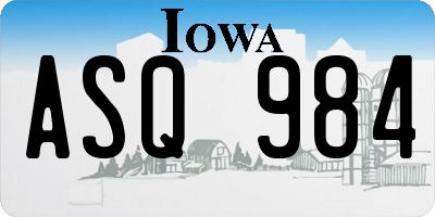 IA license plate ASQ984