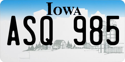 IA license plate ASQ985