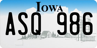 IA license plate ASQ986
