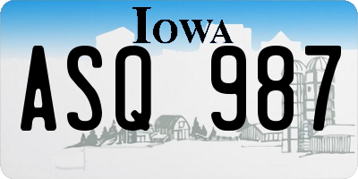 IA license plate ASQ987