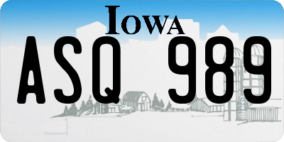 IA license plate ASQ989