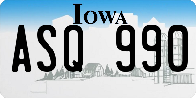 IA license plate ASQ990