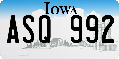 IA license plate ASQ992