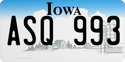 IA license plate ASQ993