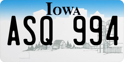 IA license plate ASQ994