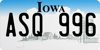 IA license plate ASQ996