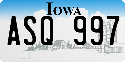 IA license plate ASQ997