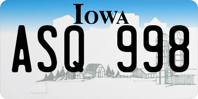 IA license plate ASQ998