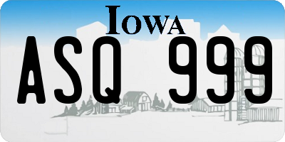 IA license plate ASQ999