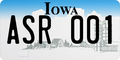 IA license plate ASR001