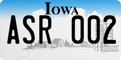 IA license plate ASR002