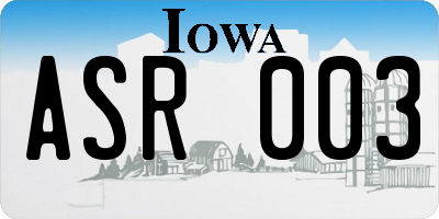IA license plate ASR003