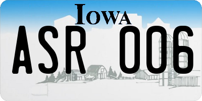 IA license plate ASR006