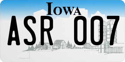 IA license plate ASR007