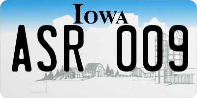 IA license plate ASR009