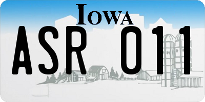 IA license plate ASR011