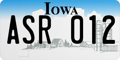 IA license plate ASR012
