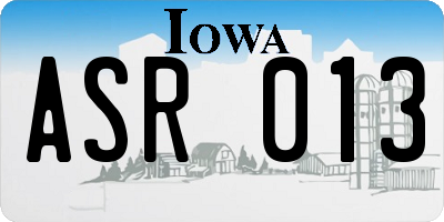 IA license plate ASR013
