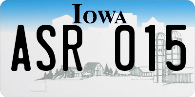 IA license plate ASR015