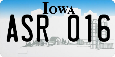 IA license plate ASR016