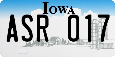 IA license plate ASR017