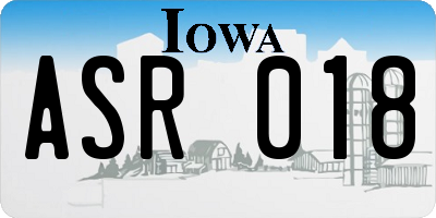 IA license plate ASR018