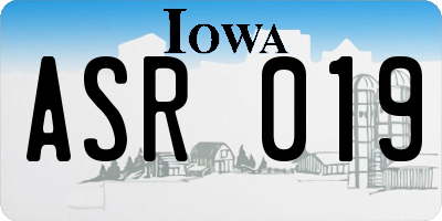 IA license plate ASR019