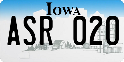 IA license plate ASR020