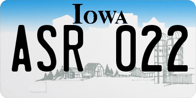 IA license plate ASR022