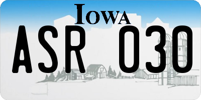 IA license plate ASR030