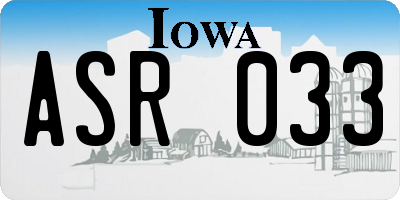 IA license plate ASR033