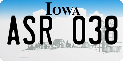 IA license plate ASR038