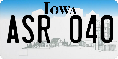 IA license plate ASR040