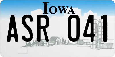 IA license plate ASR041