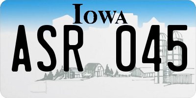 IA license plate ASR045