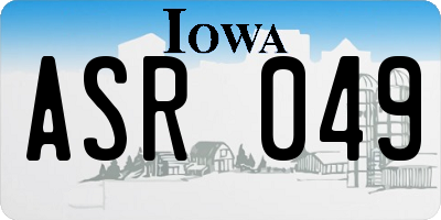 IA license plate ASR049