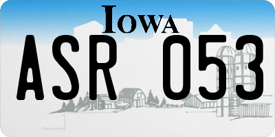 IA license plate ASR053