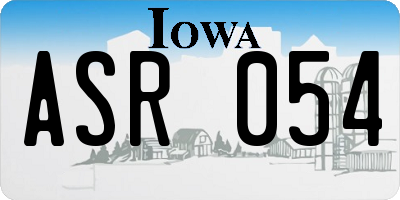 IA license plate ASR054