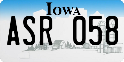 IA license plate ASR058